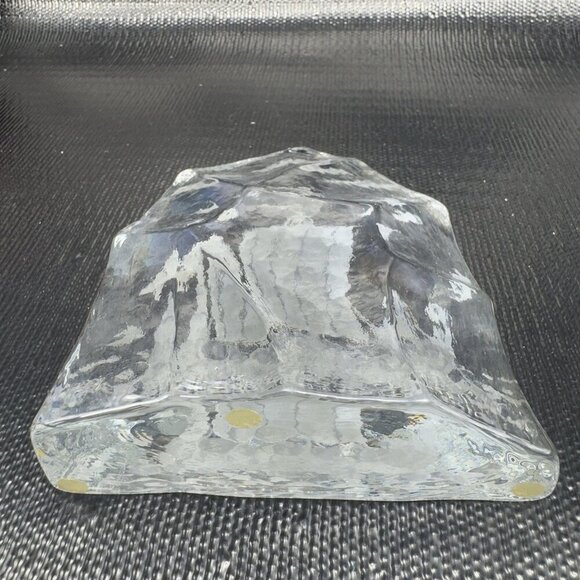 Ice Block Paperweight Thick Heavy Viking Sailing Boat Etched Glass Figure VTG - Picture 6 of 9